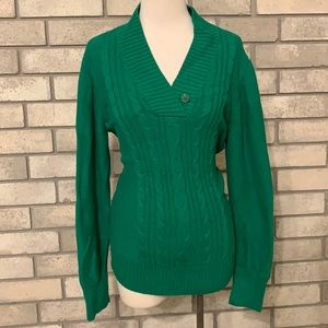Green XL V-Neck Kelly Green Sweater by Faded Glory